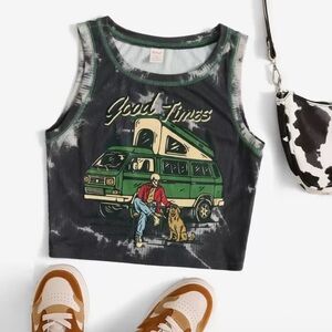 Graphic Cropped Tank Top